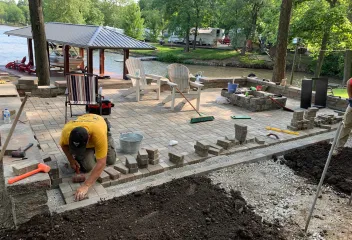 laying down bricks