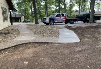 company truck during hardscaping
